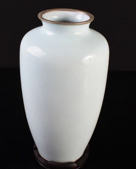 青色陶器花瓶 桜のデザイン