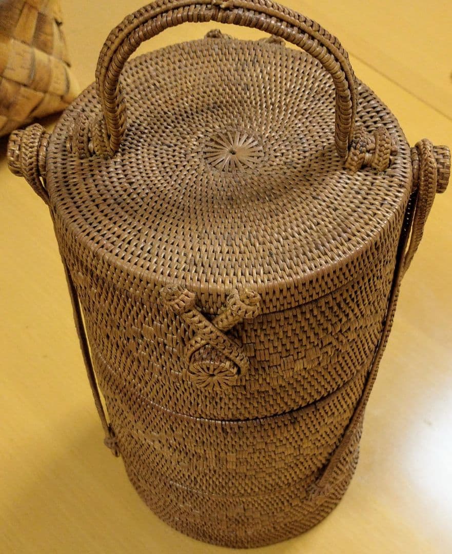 アタ　アトゥ　3段小物入れ　インドネシア製　バリリゾート　インテリア　ハンドル付