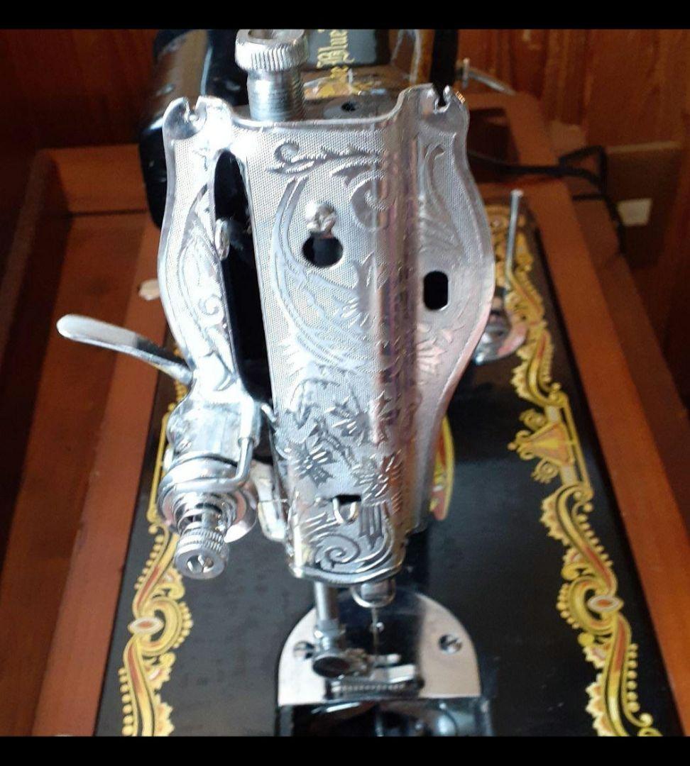 アンティークミシン電動クラシック足踏みインテリアにハンドメイドに高級感ある蓋付き
