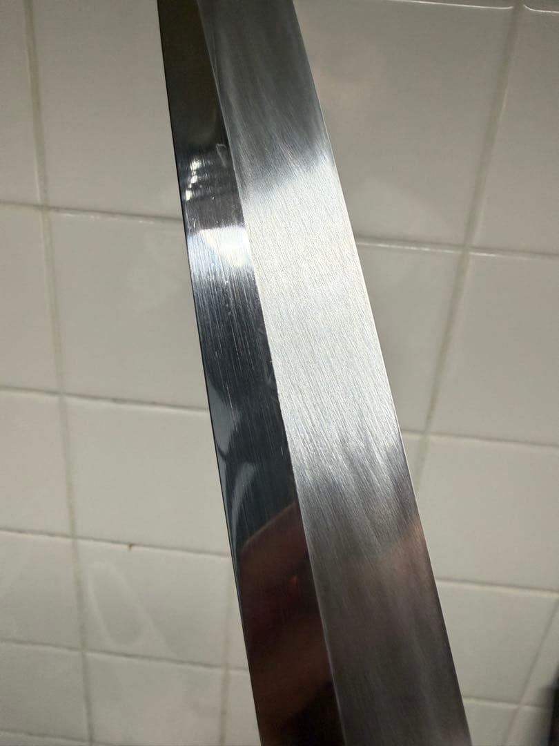 菊一包永作　柳刃包丁　青鋼水本焼　尺　鞘箱付き　波紋綺麗