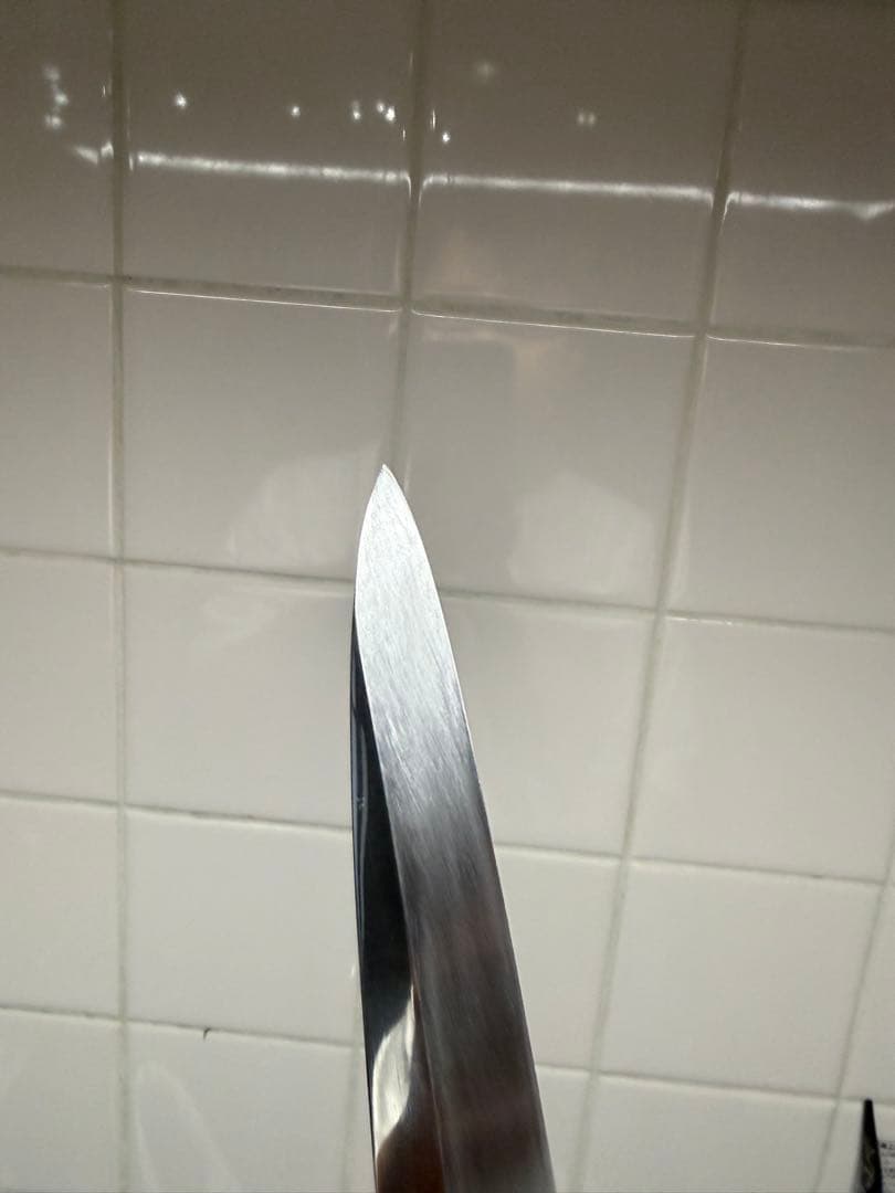 菊一包永作　柳刃包丁　青鋼水本焼　尺　鞘箱付き　波紋綺麗