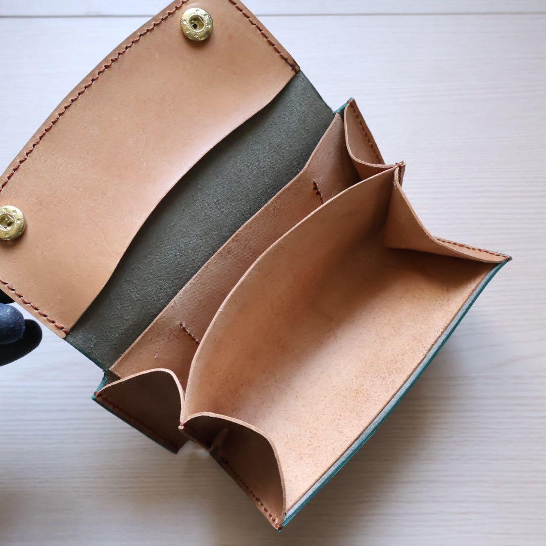 青と茶色の姫路レザー　コンパクト長財布