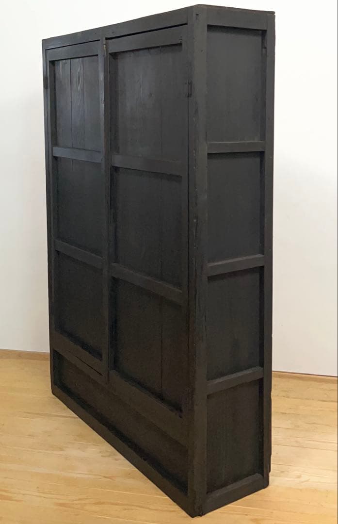 黒色　収納棚　戸棚　高さ約150㎝　M078　古道具　ビンテージ　アンティーク