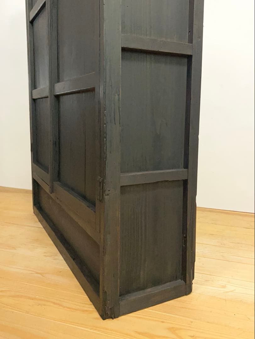 黒色　収納棚　戸棚　高さ約150㎝　M078　古道具　ビンテージ　アンティーク