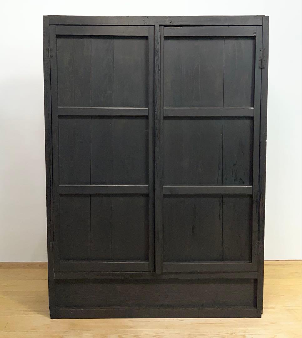 黒色　収納棚　戸棚　高さ約150㎝　M078　古道具　ビンテージ　アンティーク
