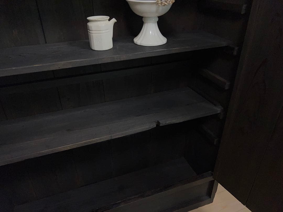 黒色　収納棚　戸棚　高さ約150㎝　M078　古道具　ビンテージ　アンティーク