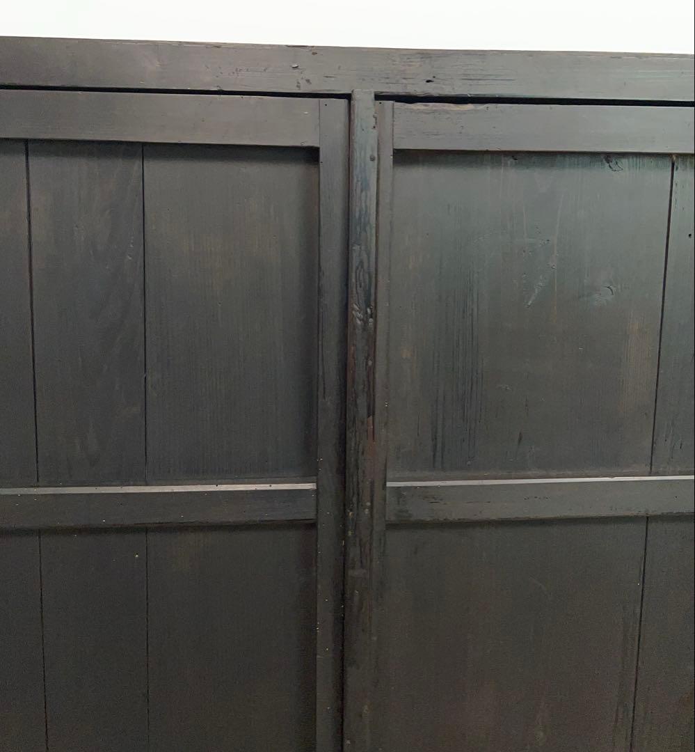 黒色　収納棚　戸棚　高さ約150㎝　M078　古道具　ビンテージ　アンティーク