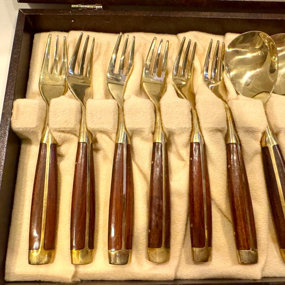 【未使用品】 横浜 元町 竹中 ニッケルブロンズ ハンドメイド カトラリーセット