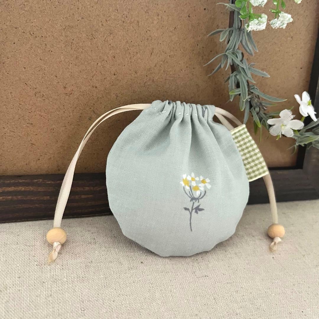 2408-24 手のひら巾着サシェ 香り袋 ミニフラワー SOLD→ご注文OK