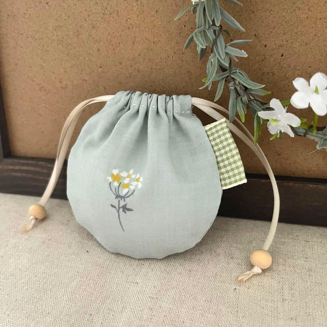 2408-24 手のひら巾着サシェ 香り袋 ミニフラワー SOLD→ご注文OK