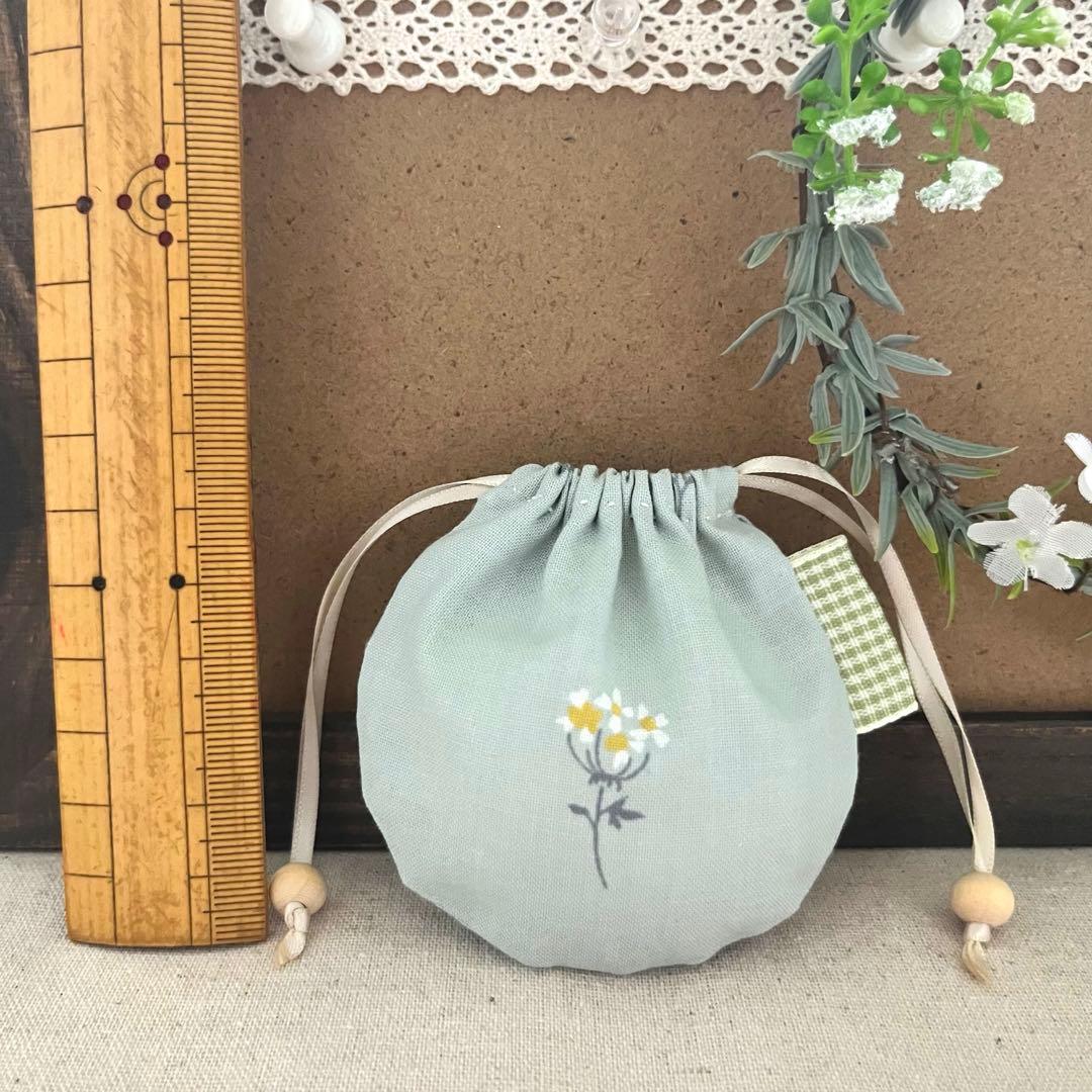 2408-24 手のひら巾着サシェ 香り袋 ミニフラワー SOLD→ご注文OK