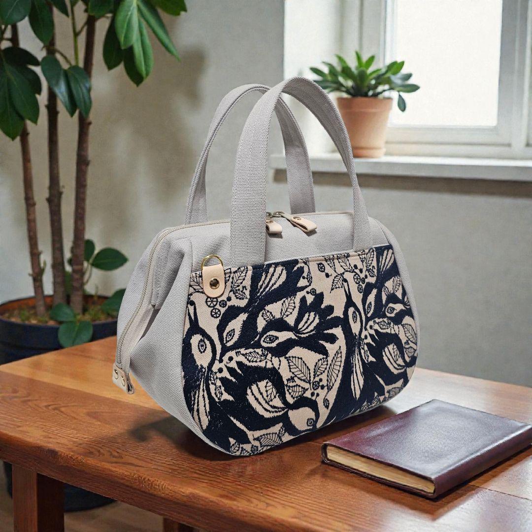 c.ぽってりボストンL カーニバル ピンクベージュ ミナペルホネン ハンドメイド