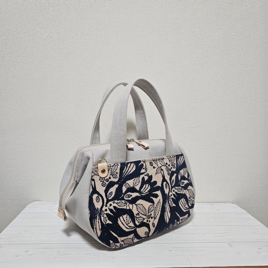 c.ぽってりボストンL カーニバル ピンクベージュ ミナペルホネン ハンドメイド