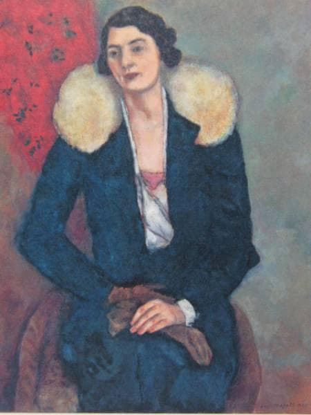 Ｍ・シャガール、毛皮襟の女、超希少画集より、新品額装付