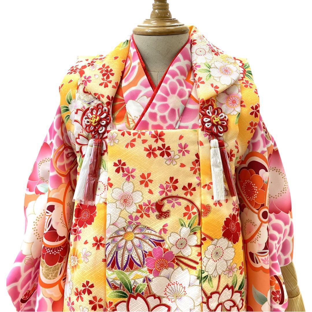 ◎mk-1721　女児　七五三　着物・被布セット　3歳　　11-20