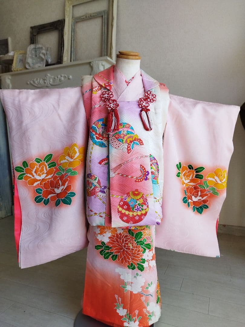 専用です☆正絹☆薄ピンクの着物と被布セット