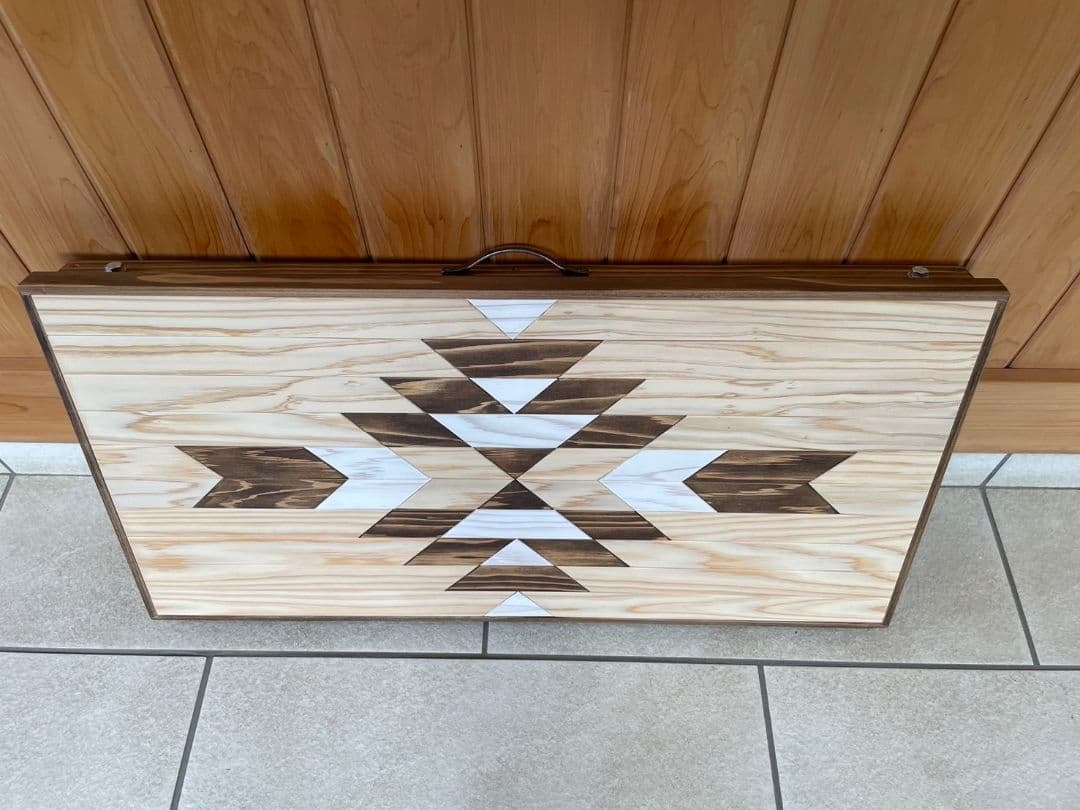 自然素材の質感が好きな方に向けて作ったオルテガ柄折りたたみ脚ローテーブル