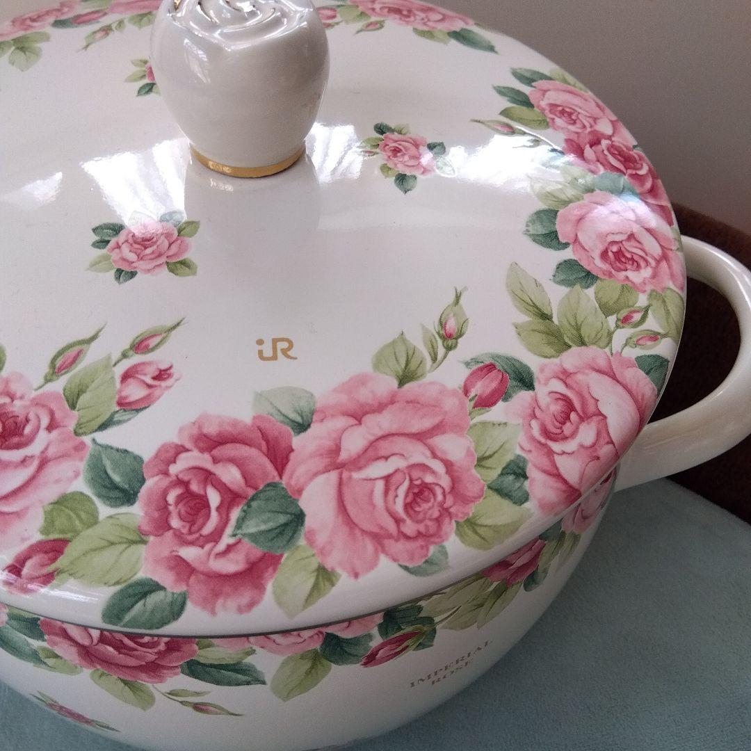 エジリー　インペリアルローズ　深型鍋　２０㎝ ホーロー深型鍋　ＩＨ対応