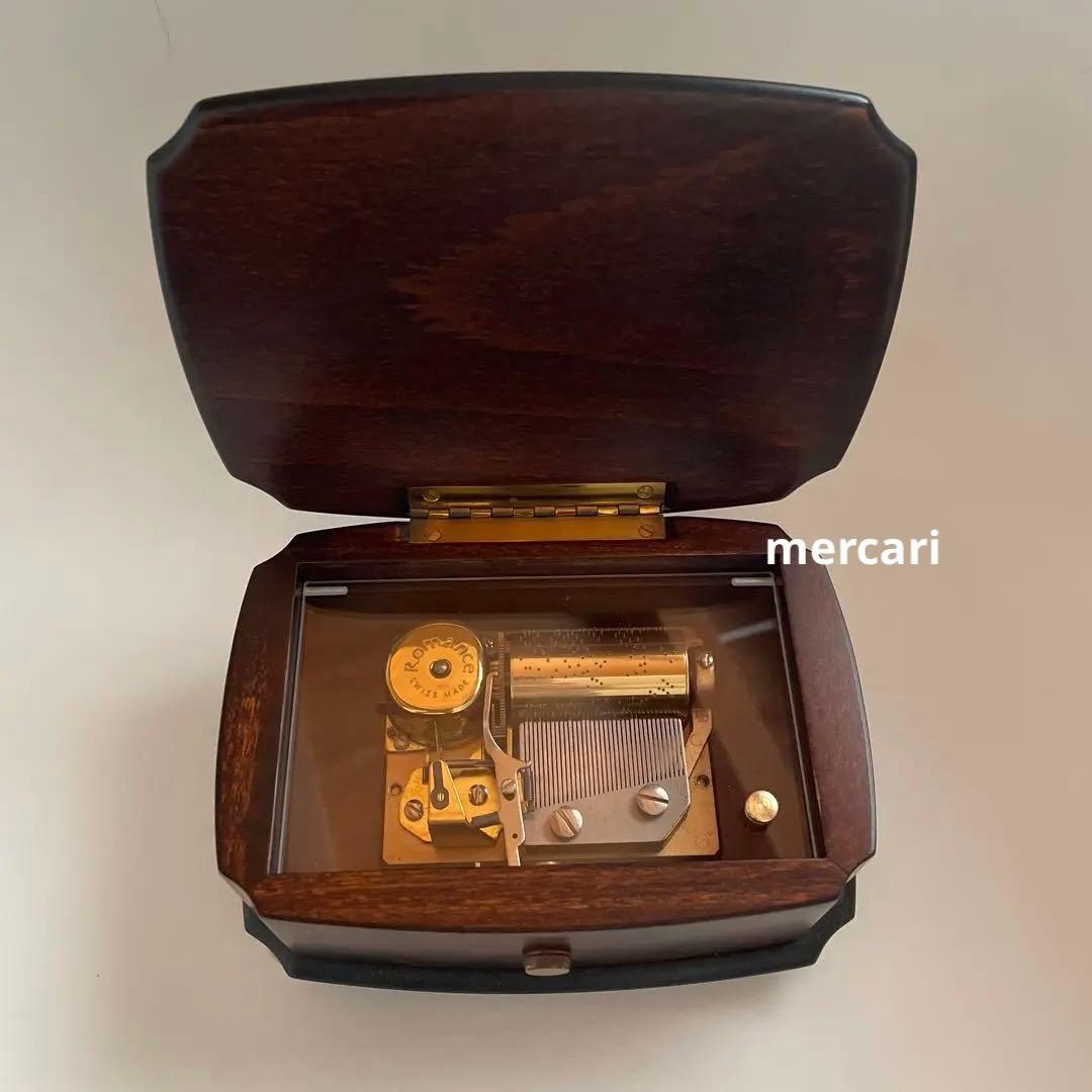 REUGEリュージュ　オルゴール クルミ無垢材象嵌細工ボックス　アンティーク置物