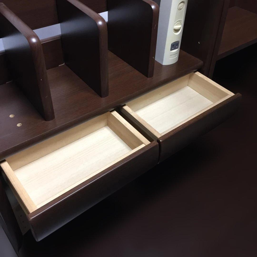 デスク　学習机　ニトリ　本棚・照明付属　ダークブラウン　引取り限定（埼玉北西部）