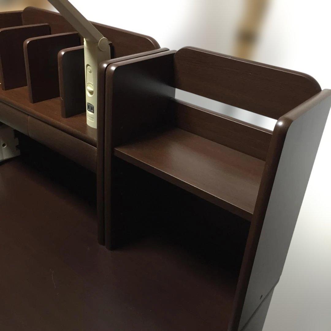 デスク　学習机　ニトリ　本棚・照明付属　ダークブラウン　引取り限定（埼玉北西部）