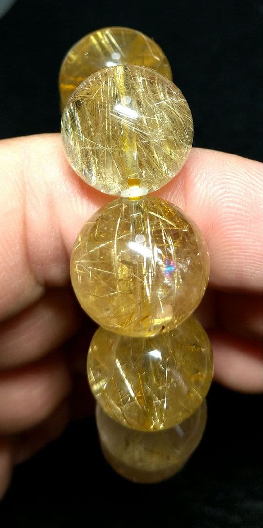 【良質,大玉】ゴールドルチルクォーツ　１６㎜　ブレスレット　美品　希少　天然