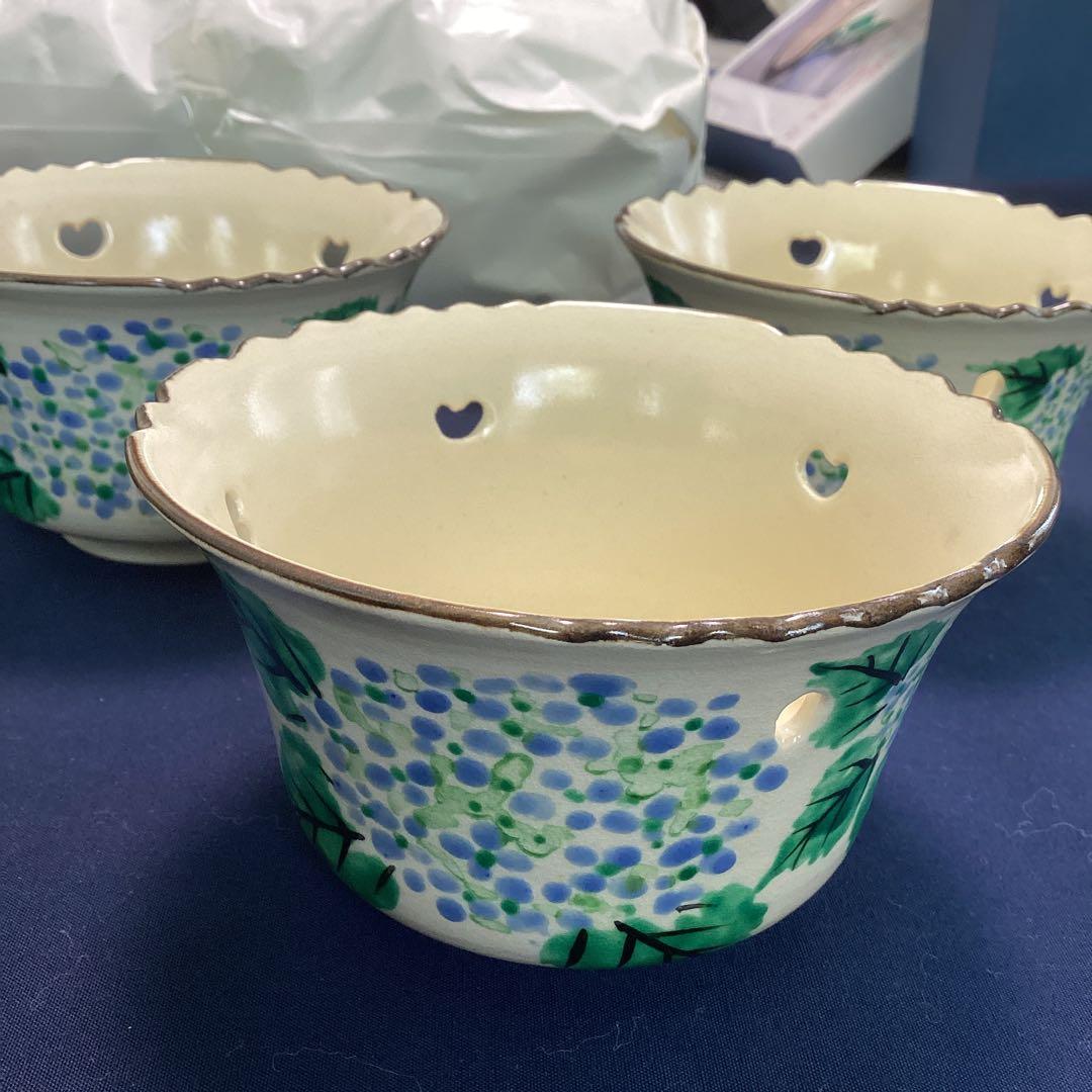 京焼乾山写紫陽花絵向付10客　　新品未使用