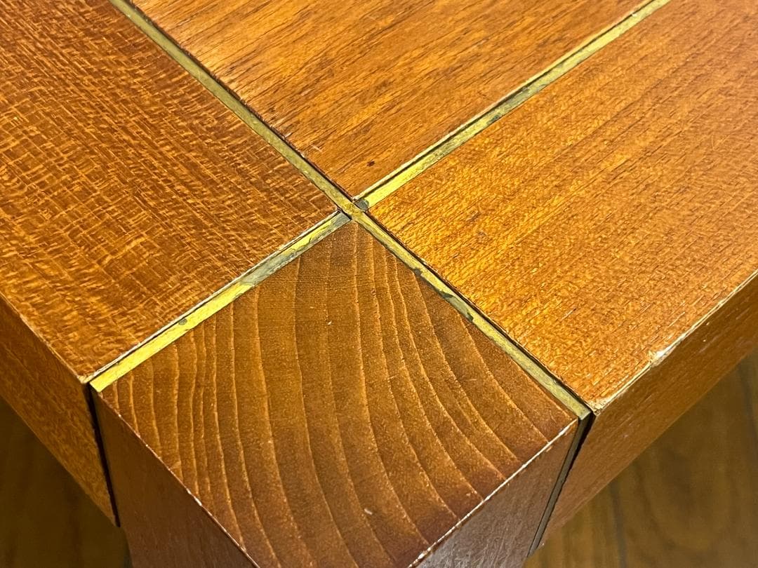 ビンテージ チーク材 真鍮 ローテーブル コーヒーテーブル 木製 ウッド