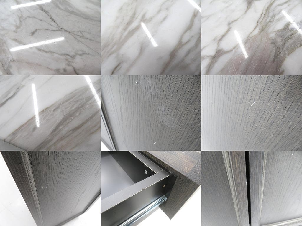 展示品　大理石　オーク材　受付カウンター　キッチンカウンター　キャビネット