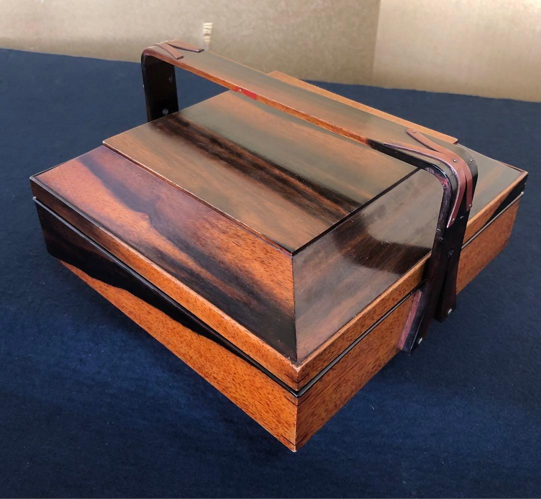 ‼️割引《R》黒柿内朱 手付 四方菓子器 食籠 喰篭 飾り金具 250820G1