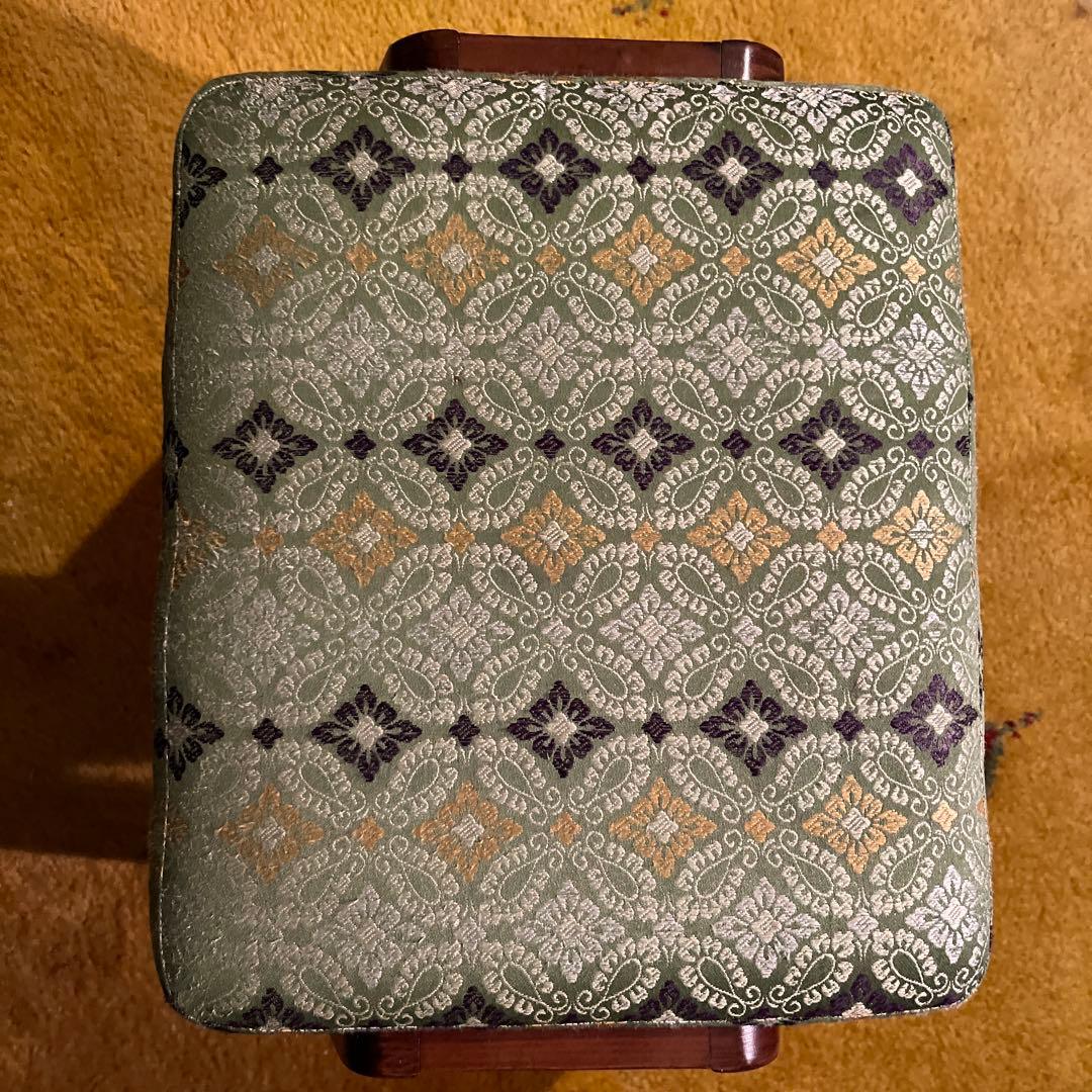 昭和レトロ　クッション付きスツール　椅子　オットマン　木製美品　アンティーク