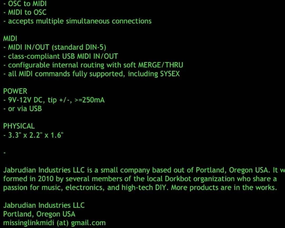 DTM・DAW The Missing Link OSC to MIDI Translator