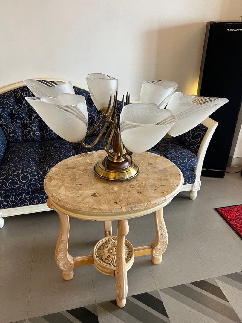 昭和レトロ オーデリック フロストガラス6灯シャンデリア