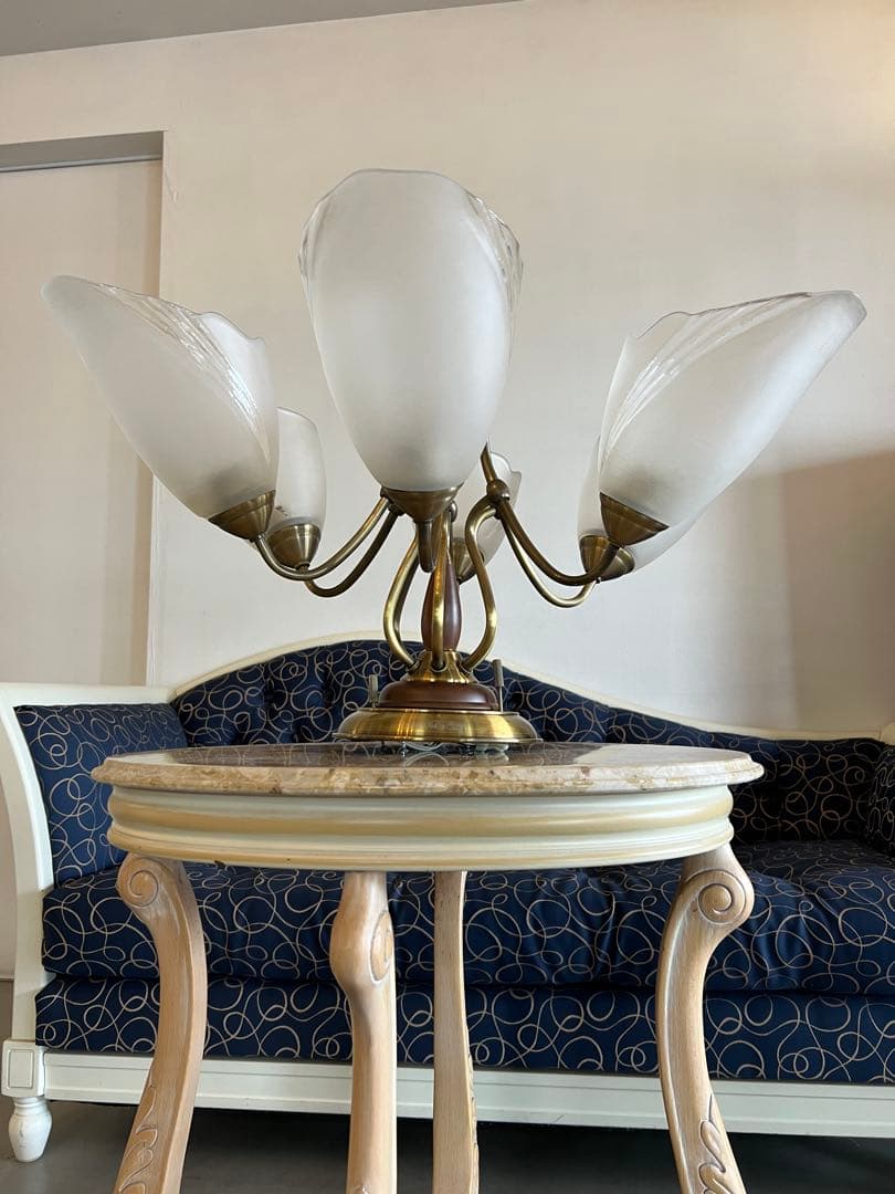 昭和レトロ オーデリック フロストガラス6灯シャンデリア