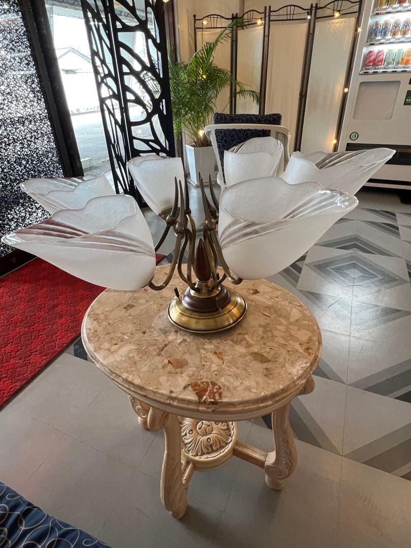 昭和レトロ オーデリック フロストガラス6灯シャンデリア