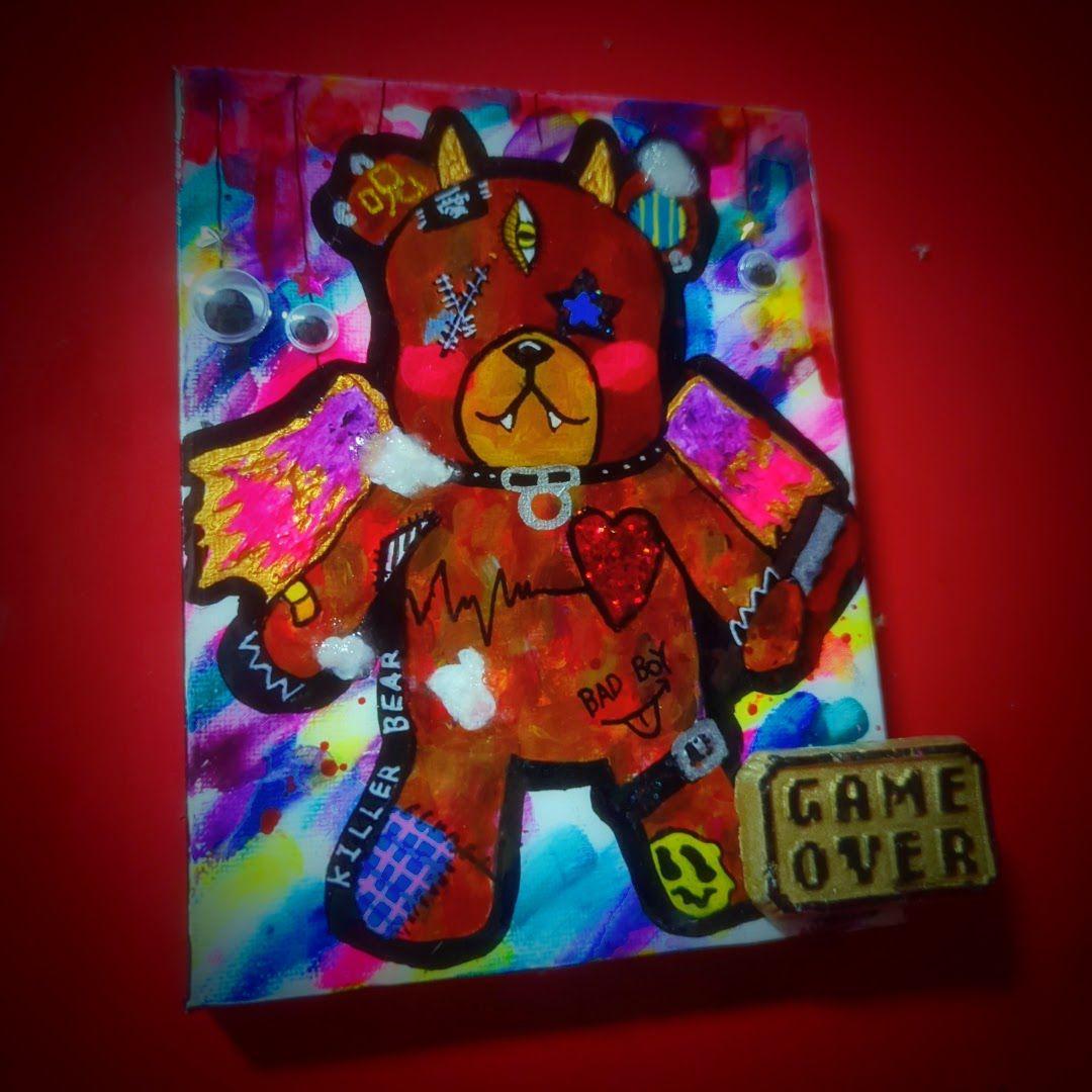 【一点物イラストアート】Killer Bear2【F0号】現代アート