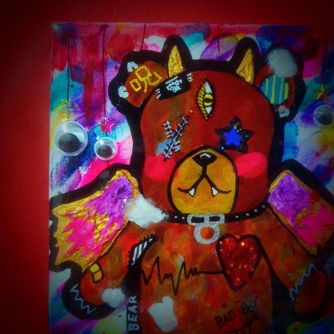 【一点物イラストアート】Killer Bear2【F0号】現代アート