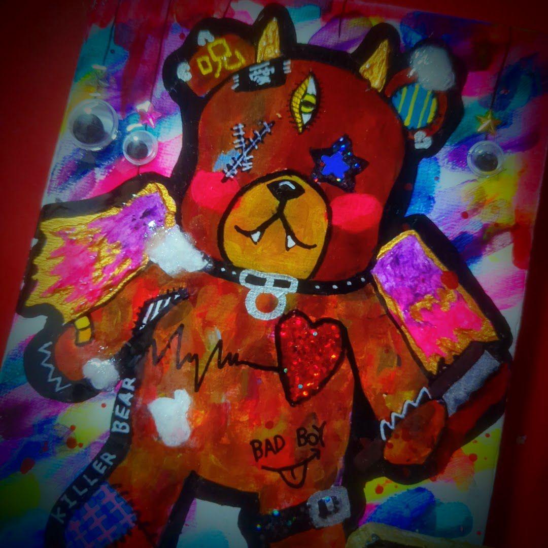 【一点物イラストアート】Killer Bear2【F0号】現代アート