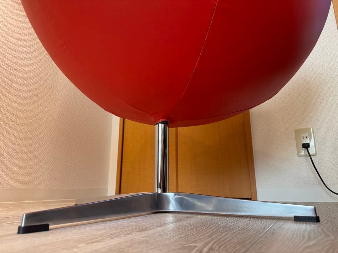 エッグチェア 赤 レザー