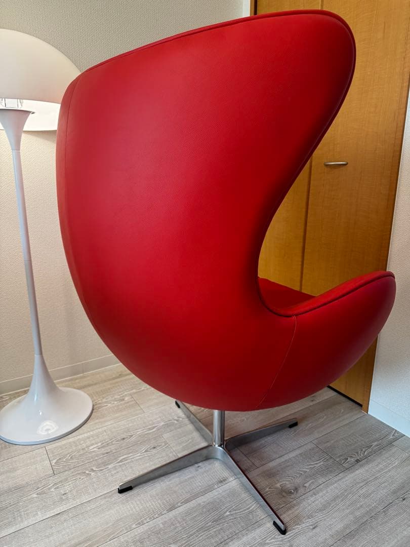 エッグチェア 赤 レザー