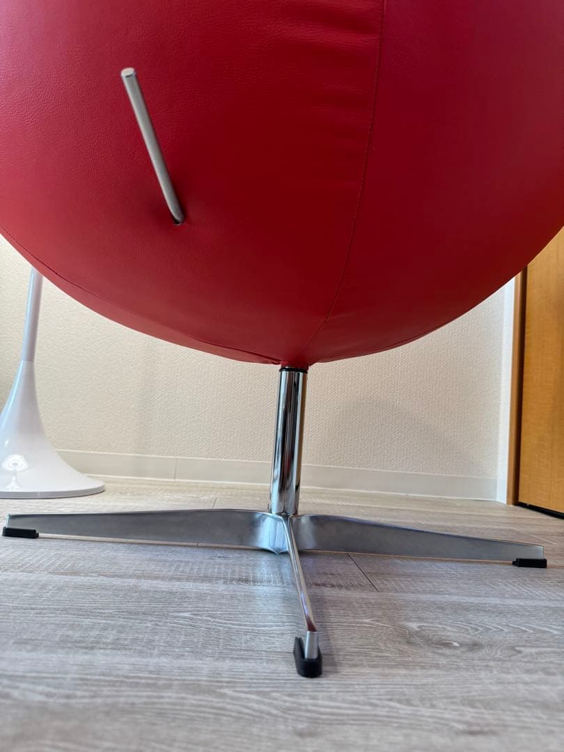 エッグチェア 赤 レザー