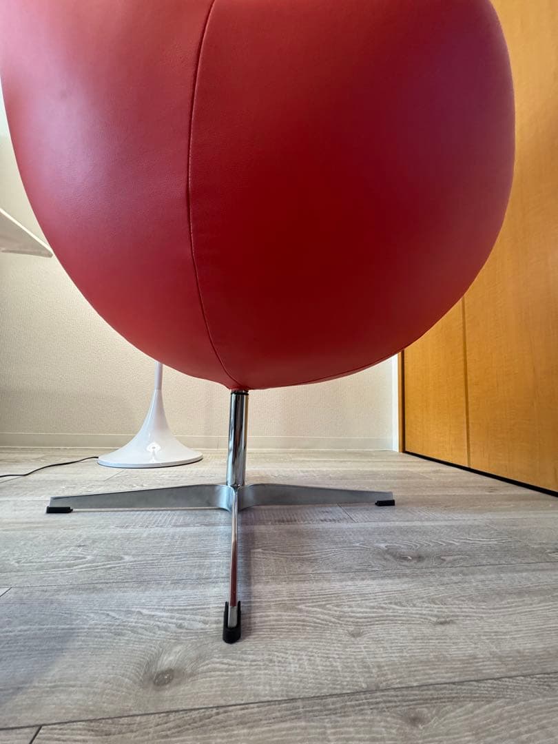 エッグチェア 赤 レザー