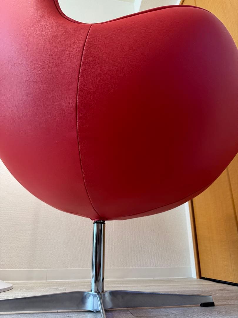 エッグチェア 赤 レザー