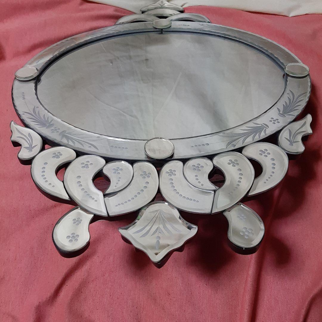 未使用アンティーク◆ベネチアンスタイルミラー◆エッチングミラーベネチアミラー