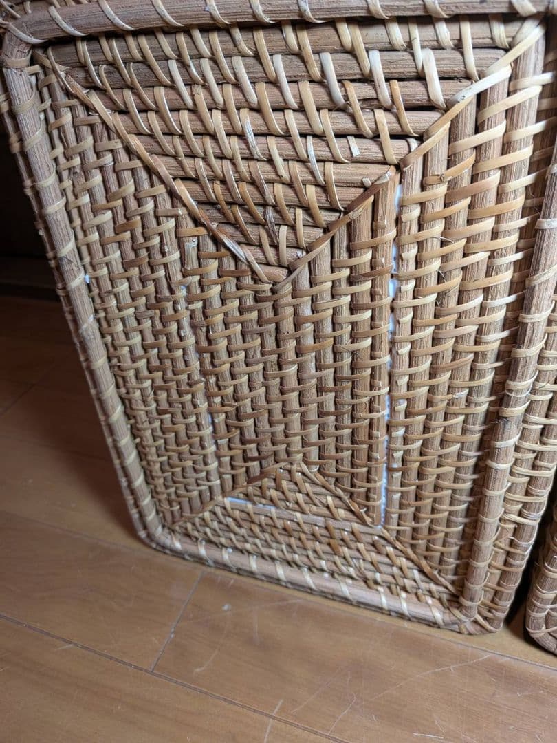 《送料込》無印良品 重なるラタン長方形 大バスケット ラタンカゴ インサート収納