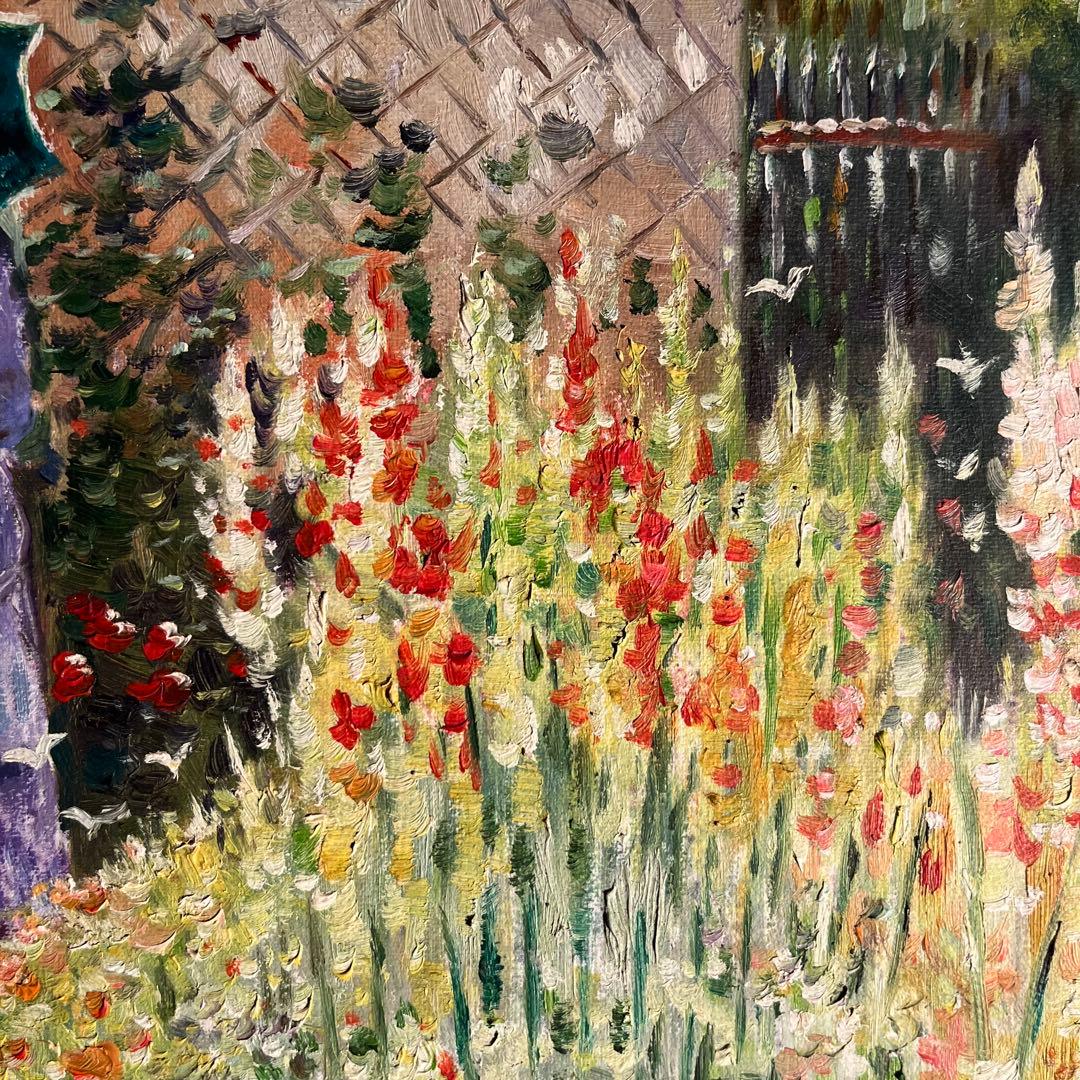 手書き油絵 クロード・モネ グラジオラス 額付き 肉筆絵画 インテリア