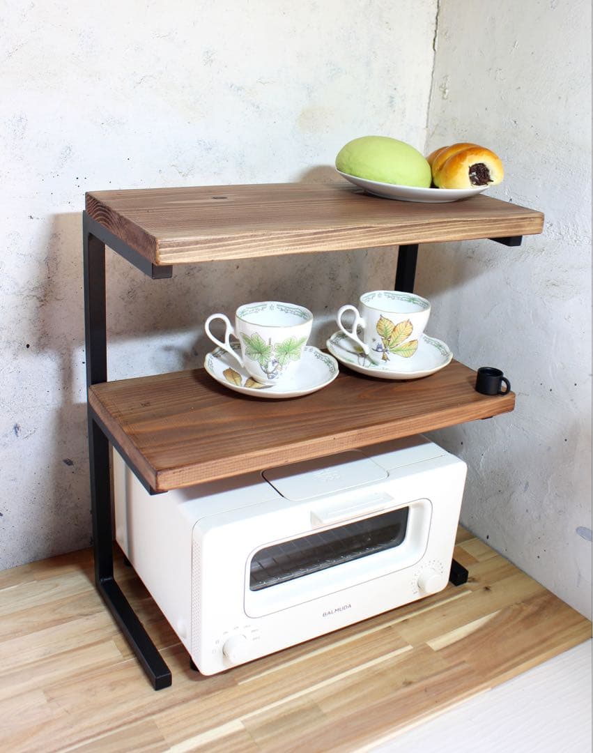 アイアン2段トースターラック、角パイプ仕様