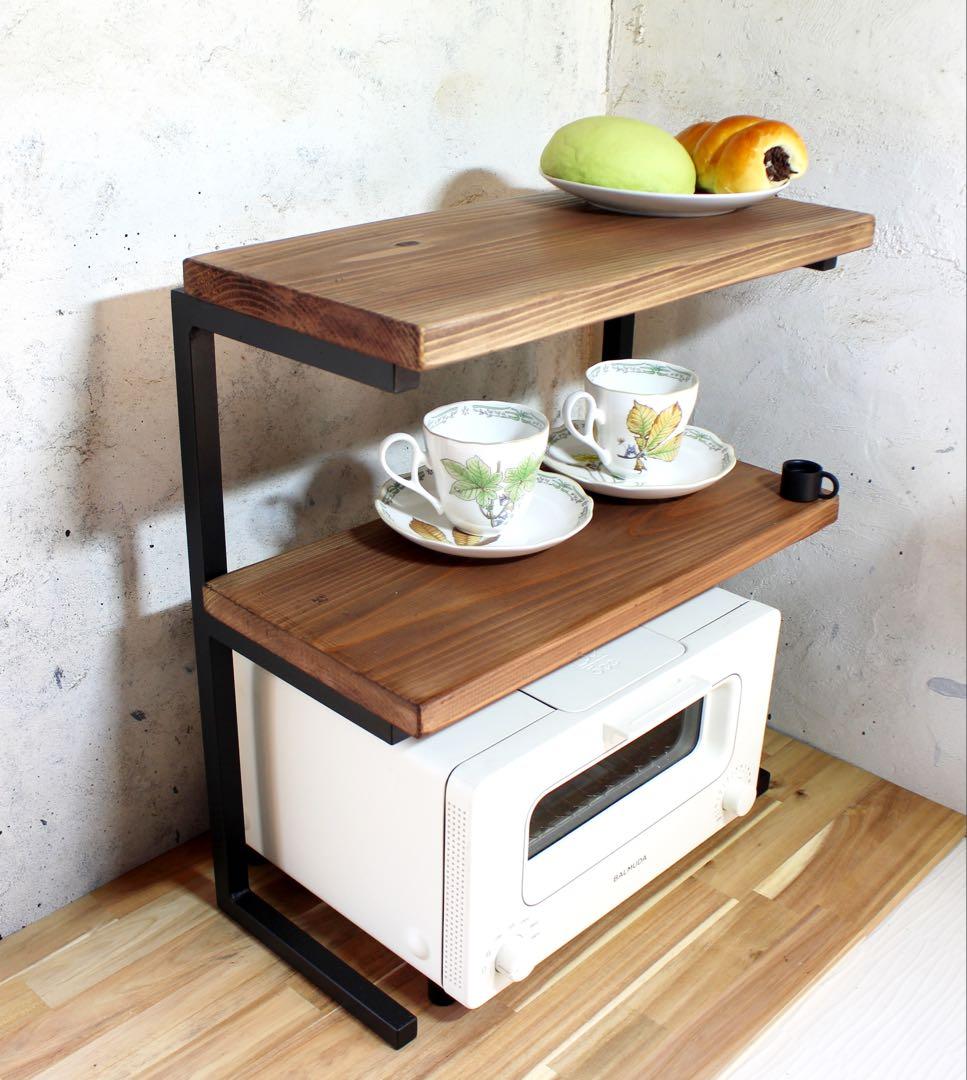 アイアン2段トースターラック、角パイプ仕様