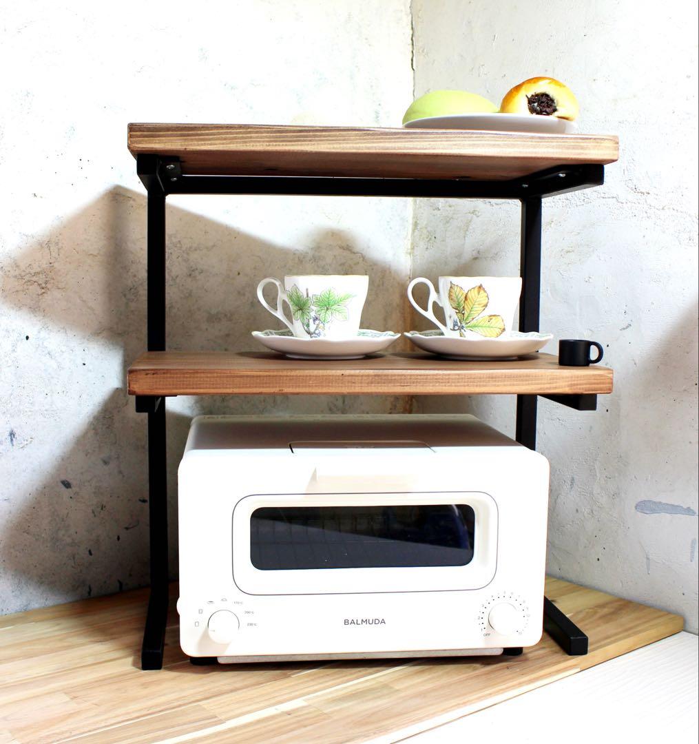 アイアン2段トースターラック、角パイプ仕様