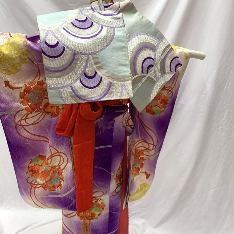 505ag15■七五三 七歳 女児 着物&袋帯&長襦袢 トール 鼓■状態良好